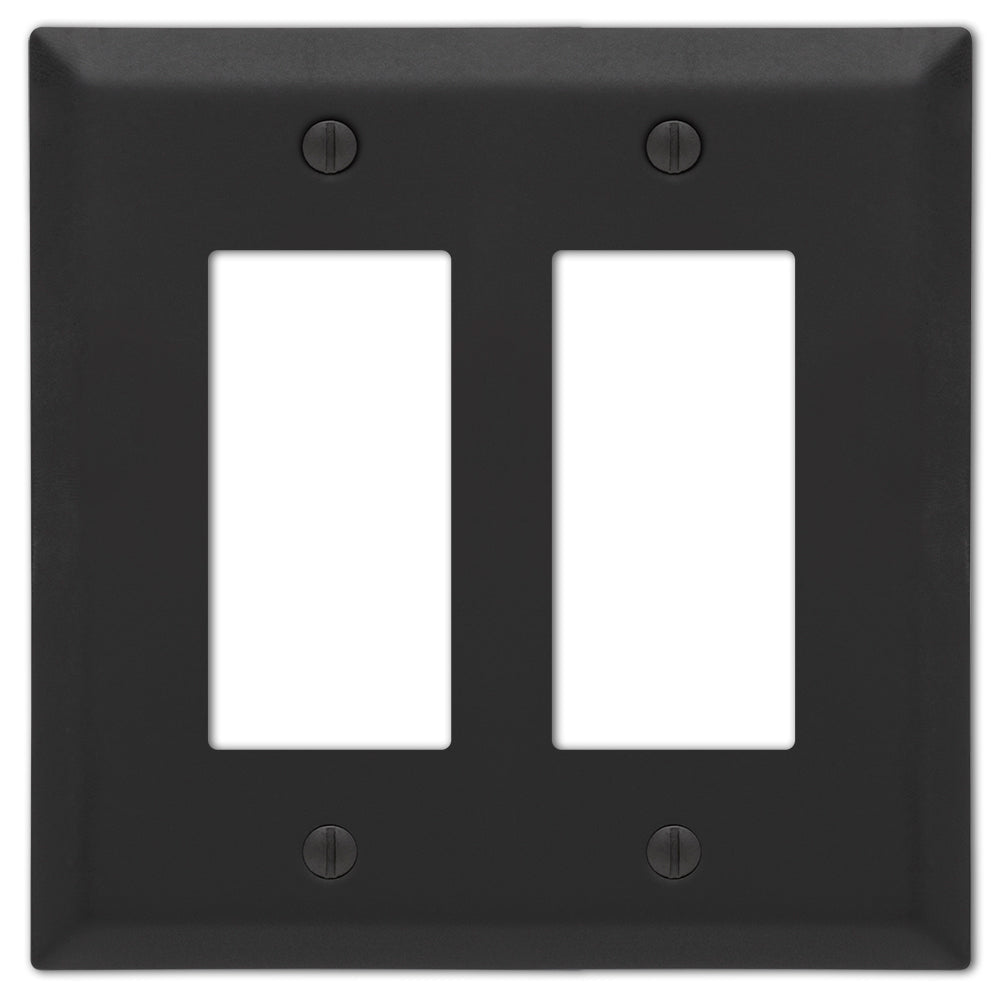 Placa de pared Century de acero negro mate con 2 balancines