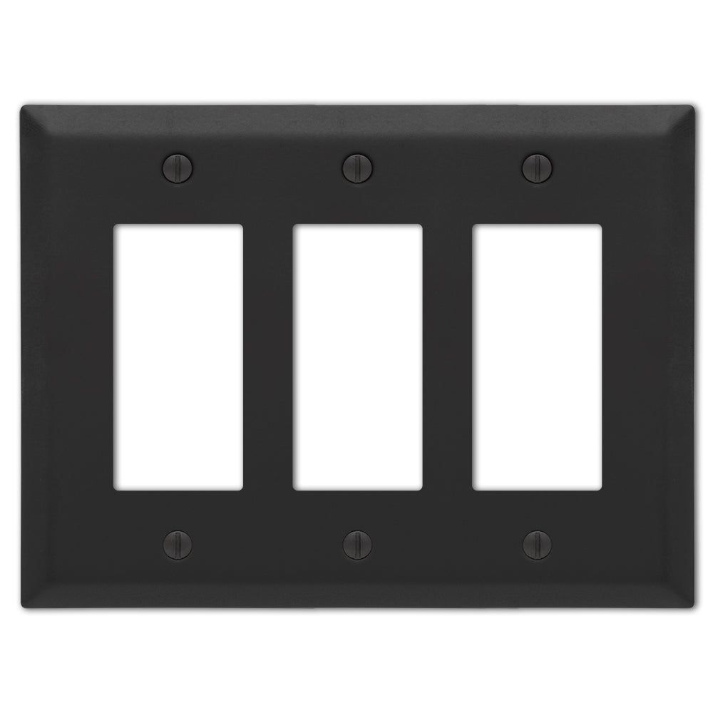 Placa de pared Century de acero negro mate de 3 balancines