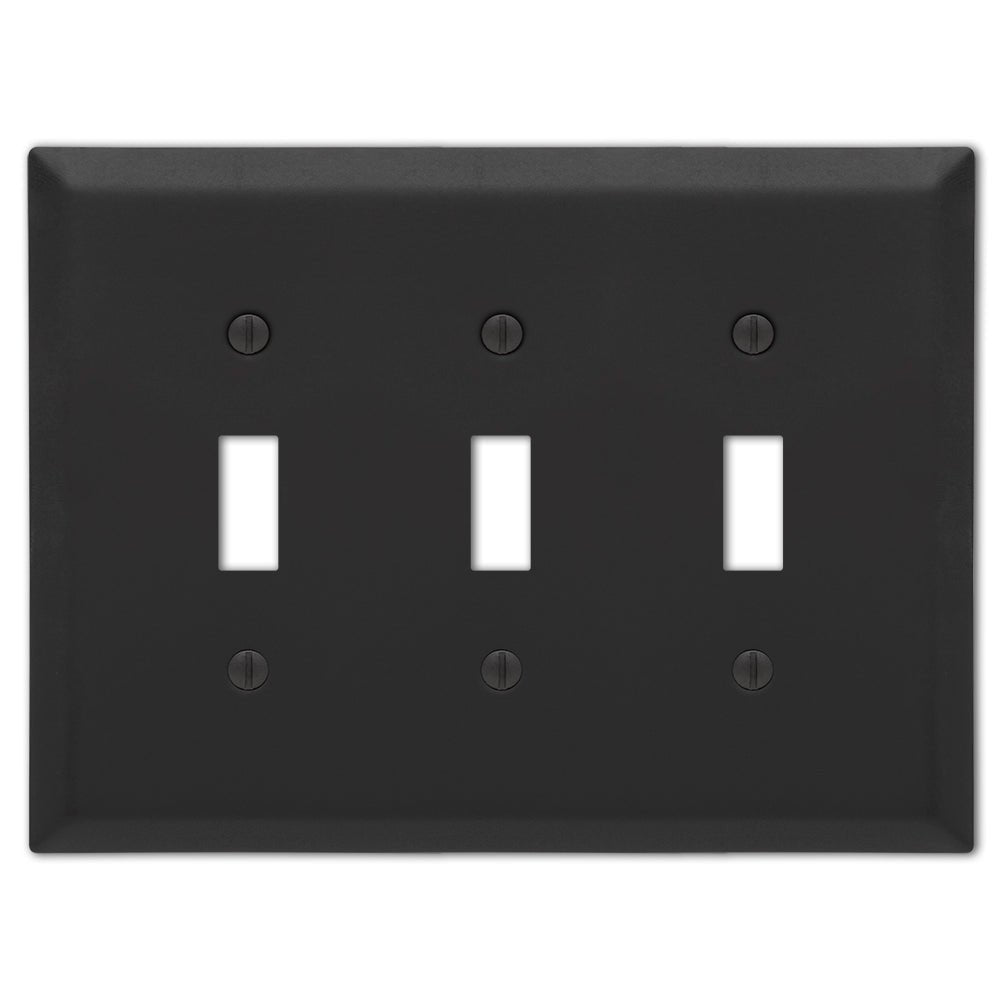 Placa de pared Century de acero negro mate con 3 palancas