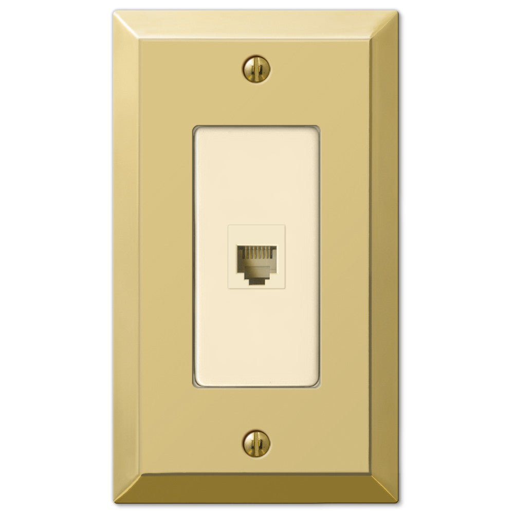 Placa de pared de acero de latón pulido Century - 1 toma de teléfono