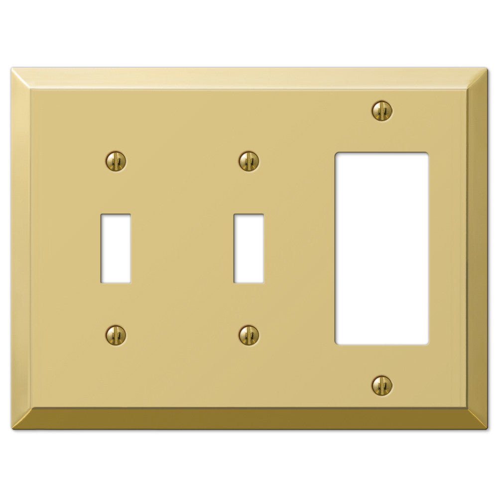 Placa de pared de acero de latón pulido Century: 2 palancas y 1 balancín