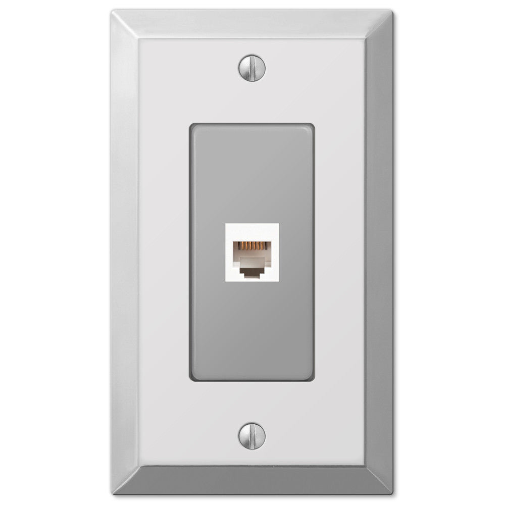 Placa de pared para 1 toma de teléfono de acero cromado pulido Century