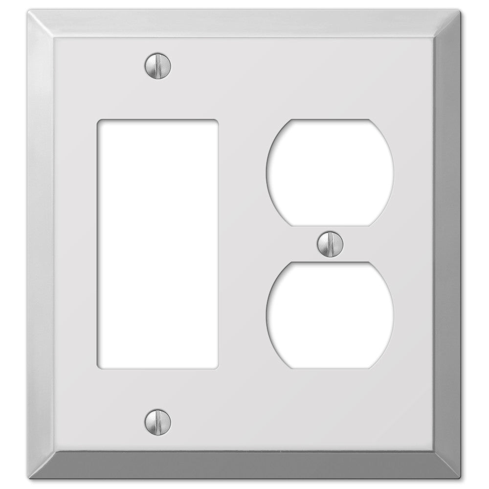 Century - Acero cromado pulido - 1 placa basculante / 1 placa de pared dúplex