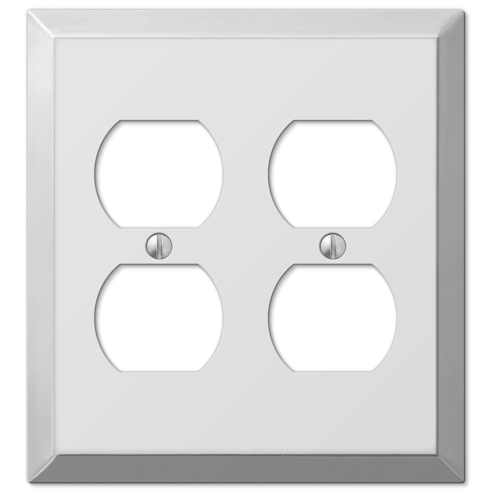 Placa de pared de acero cromado pulido Century - 2 dúplex