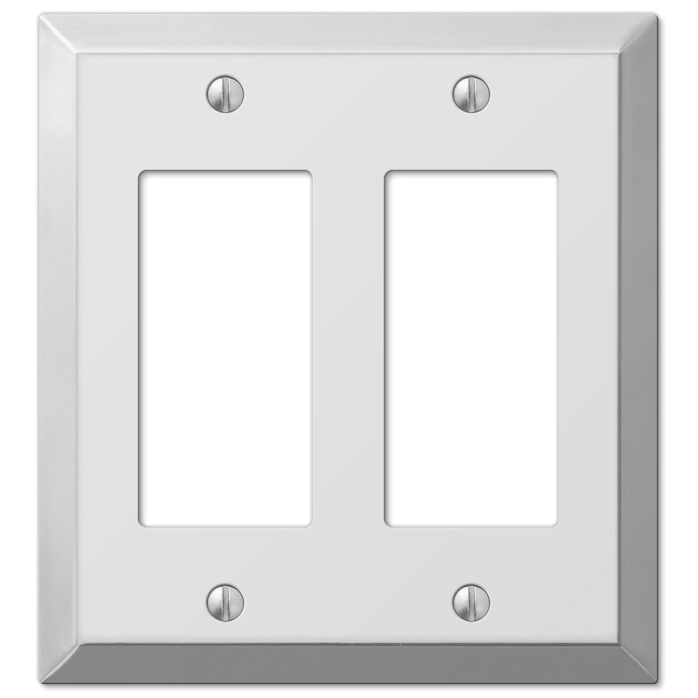 Placa de pared Century de acero cromado pulido de 2 balancines