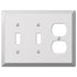 Placa de pared de acero cromado pulido Century: 2 palancas y 1 dúplex