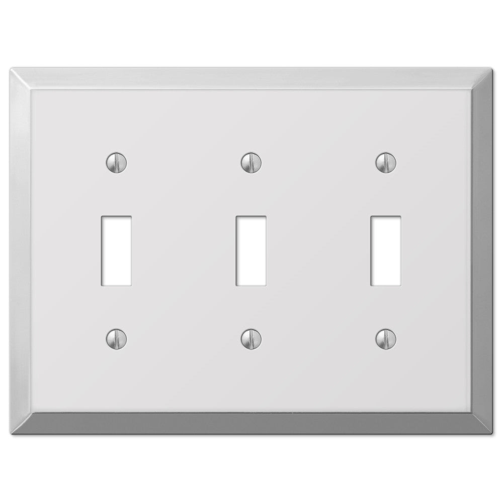 Placa de pared Century de acero cromado pulido con 3 palancas