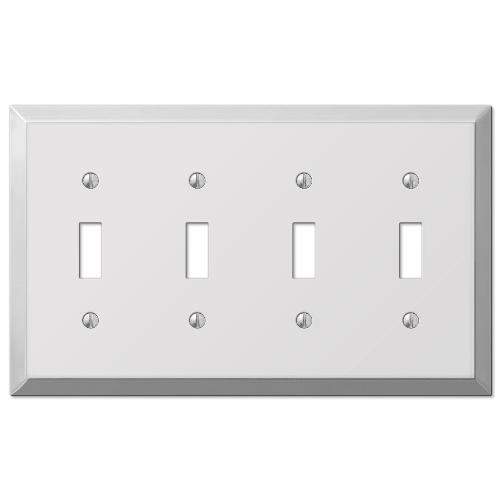 Placa de pared Century de acero cromado pulido con 4 palancas