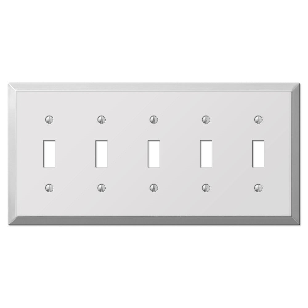 Placa de pared Century de acero cromado pulido con 5 palancas