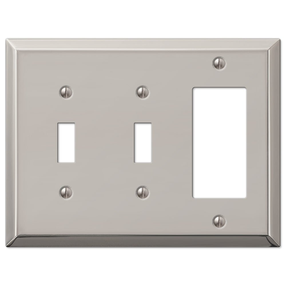Placa de pared Century de acero niquelado pulido con 2 palancas y 1 balancín
