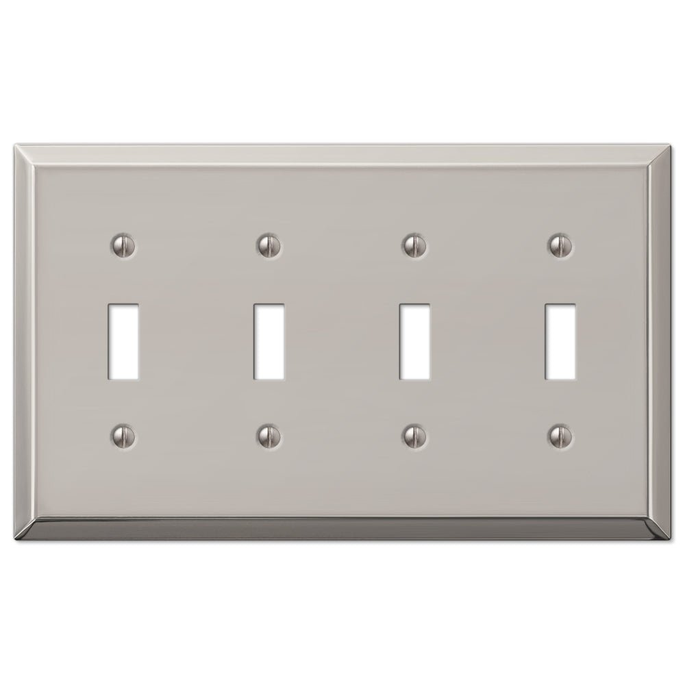 Placa de pared de acero niquelado pulido Century con 4 palancas