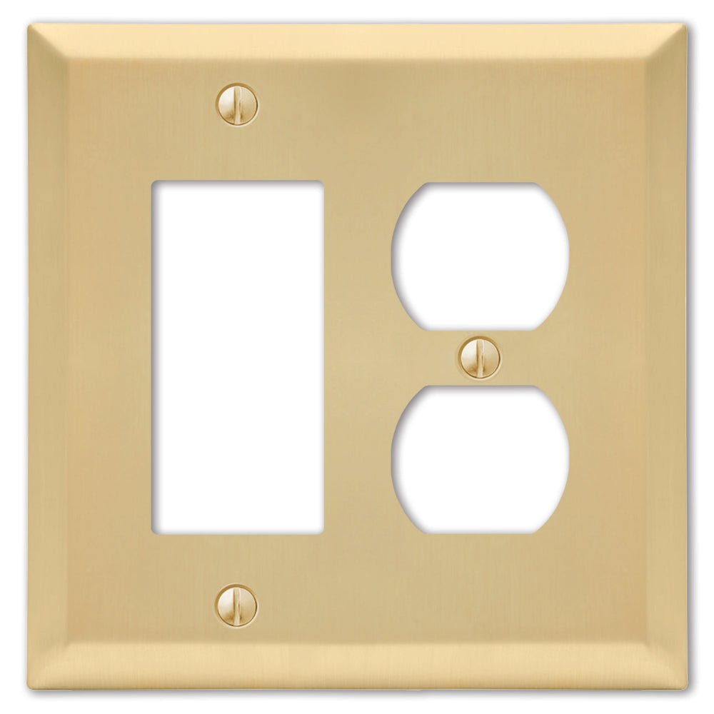 Century Satin Brass Steel - 1 placa basculante / 1 placa de pared dúplex