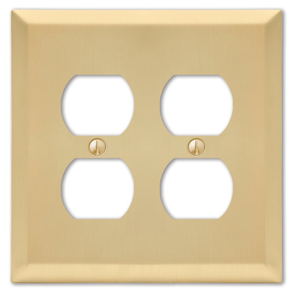 Placa de pared de acero satinado Century Satin Brass - 2 dúplex