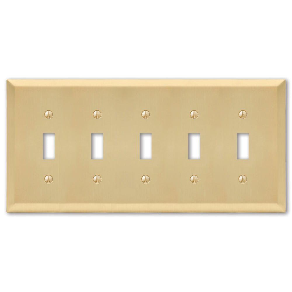 Placa de pared de acero satinado Century Satin Brass - 5 palancas