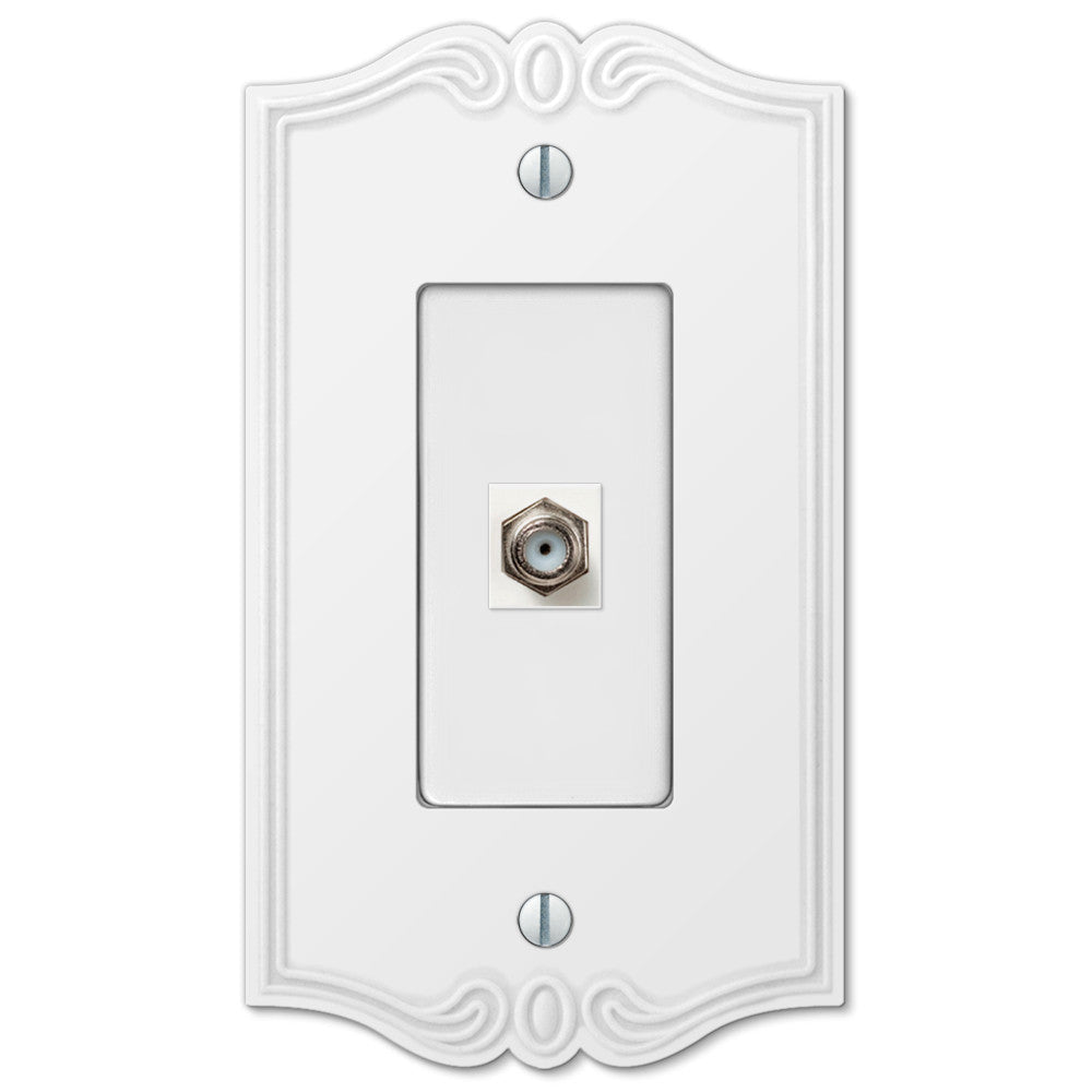 Placa de pared de plástico blanco Charleston con conector para 1 cable