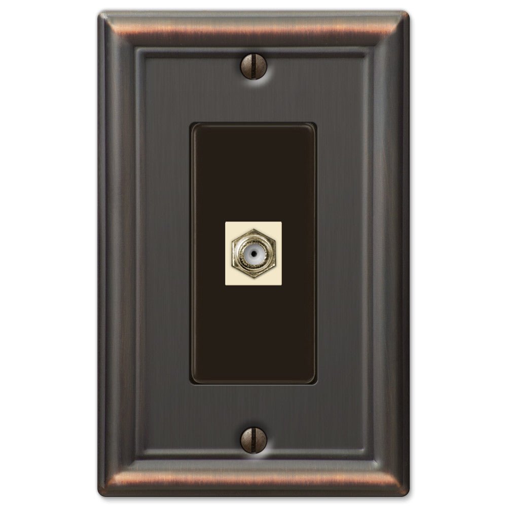 Chelsea Aged Bronze Steel - 1 Cable Jack Wallplate