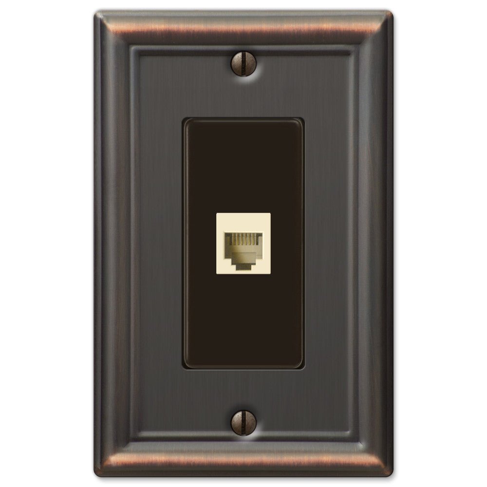 Chelsea Aged Bronze Steel - 1 Phone Jack Wallplate
