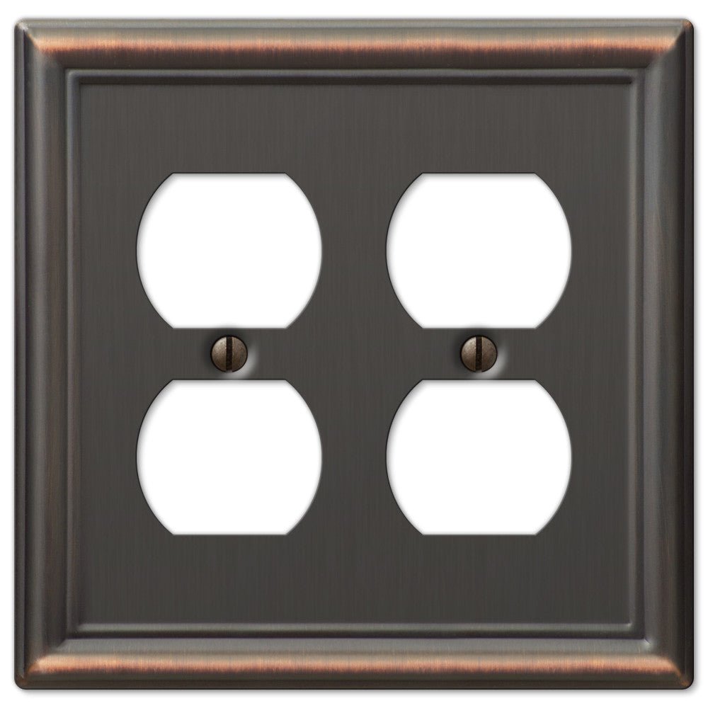 Chelsea Aged Bronze Steel - 2 Duplex Wallplate