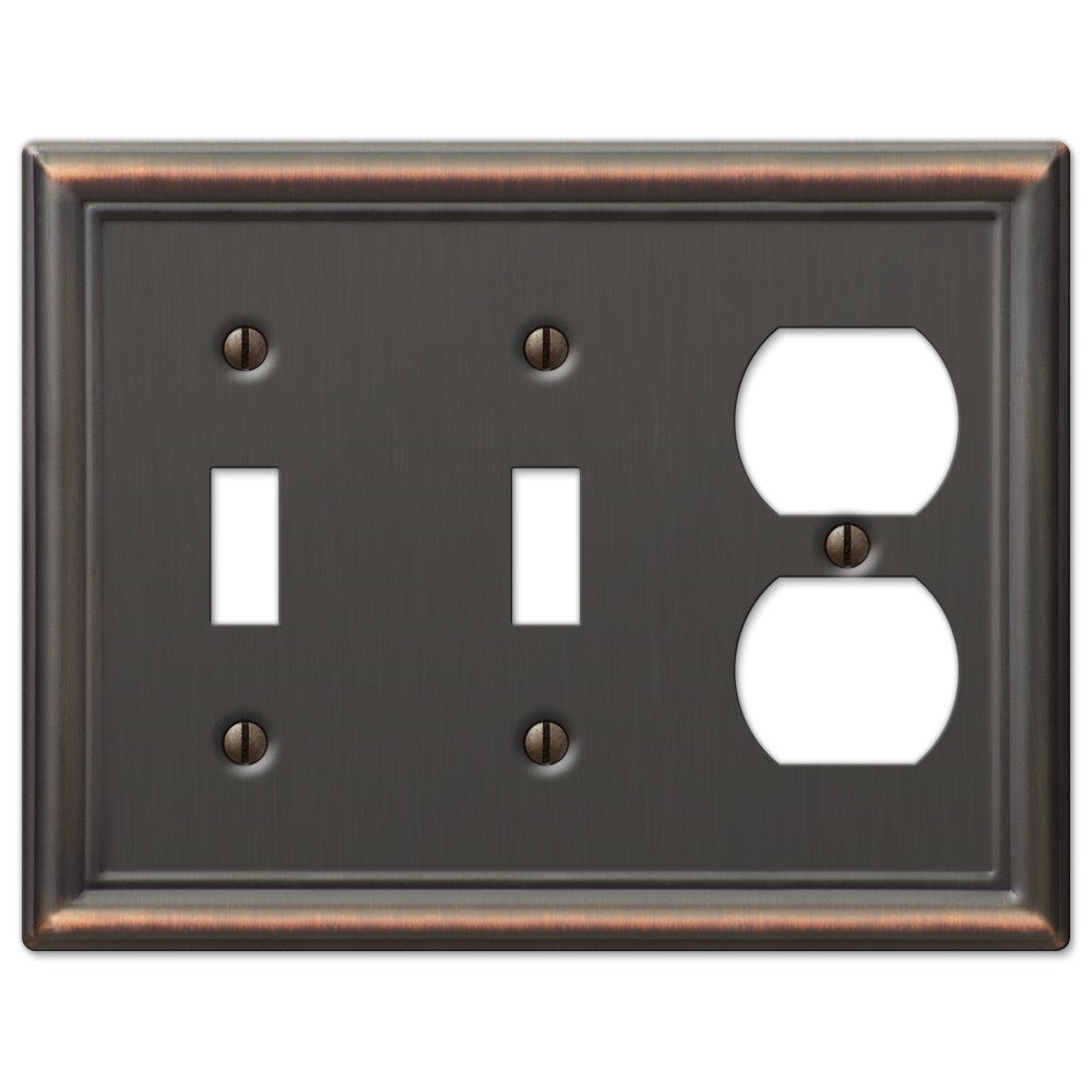 Chelsea Aged Bronze Steel - 2 Toggle / 1 Duplex Wallplate