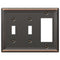 Chelsea Aged Bronze Steel - 2 Toggle / 1 Rocker Wallplate