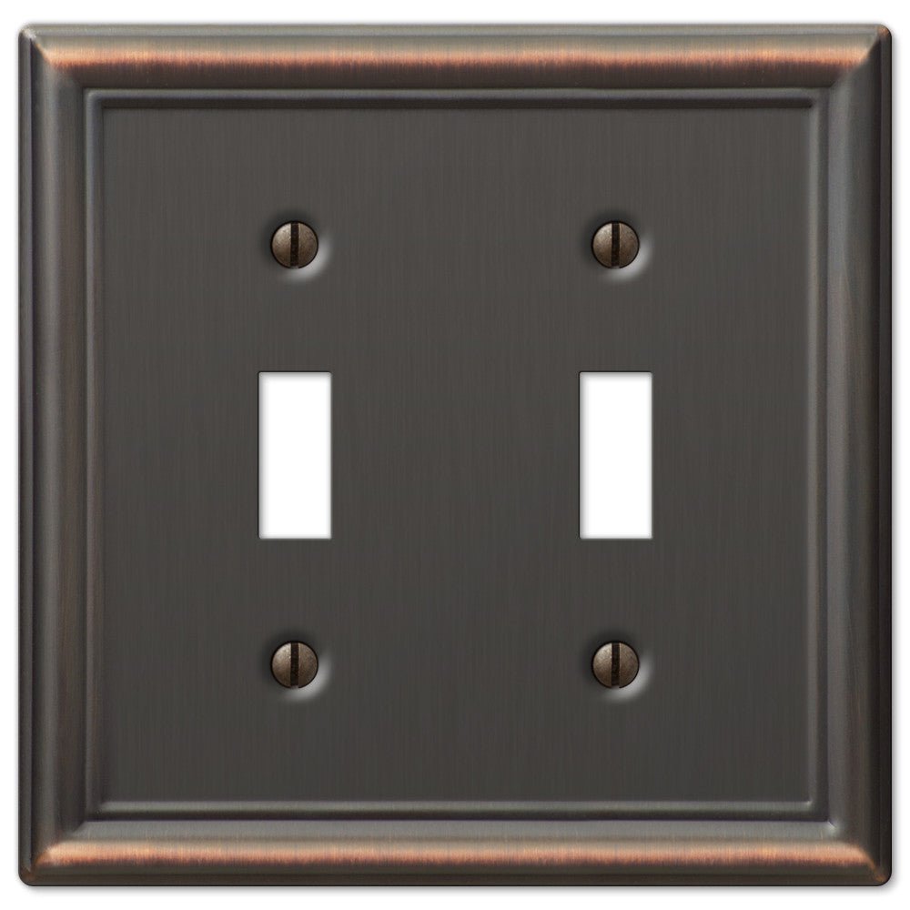 Chelsea Aged Bronze Steel - 2 Toggle Wallplate