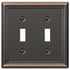 Chelsea Aged Bronze Steel - 2 Toggle Wallplate
