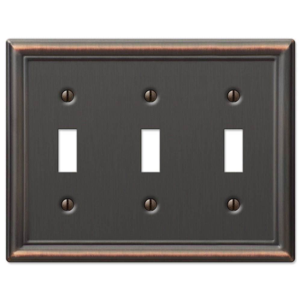 Chelsea Aged Bronze Steel - 3 Toggle Wallplate