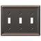 Chelsea Aged Bronze Steel - 3 Toggle Wallplate