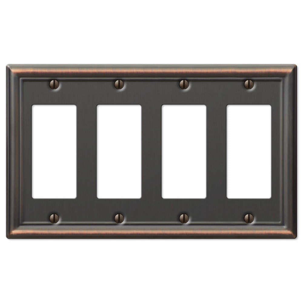 Chelsea Aged Bronze Steel - 4 Rocker Wallplate