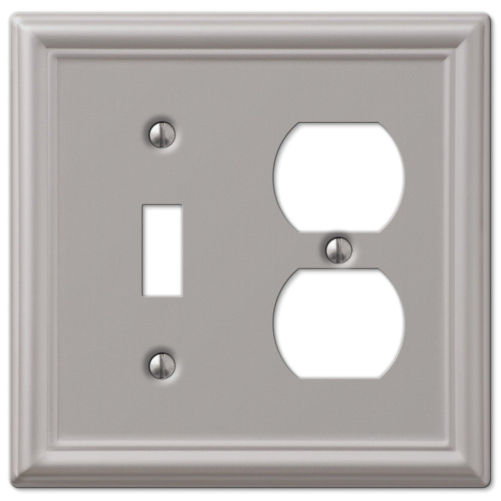 Chelsea Brushed Nickel Steel - 1 Toggle / 1 Duplex Wallplate