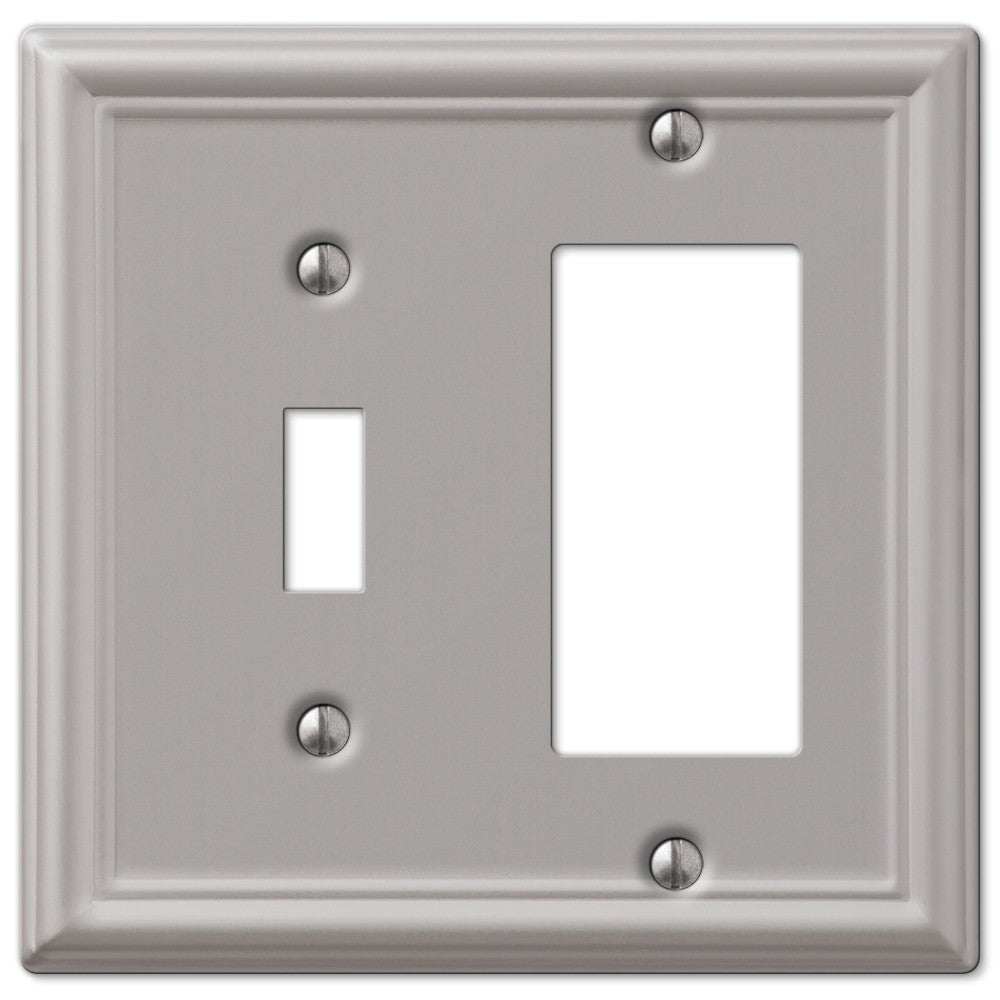 Chelsea Brushed Nickel Steel - 1 Toggle / 1 Rocker Wallplate