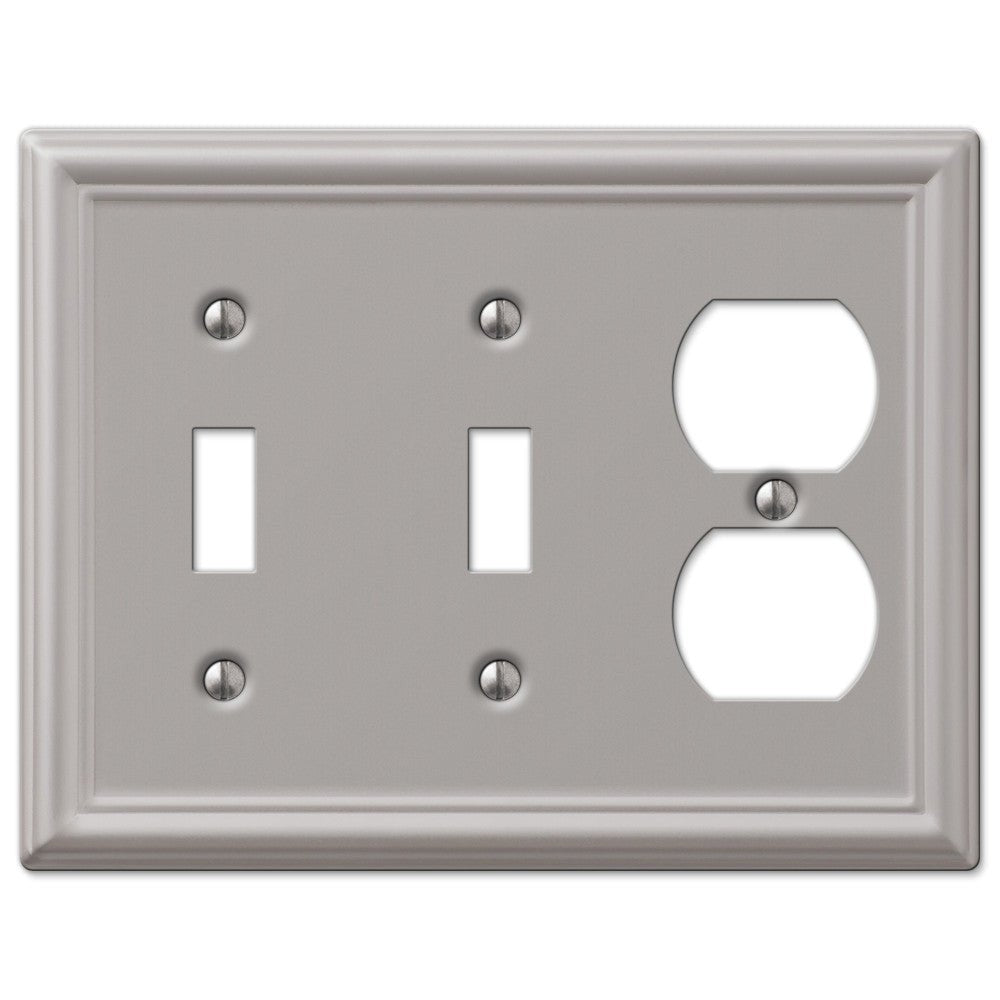 Chelsea Brushed Nickel Steel - 2 Toggle / 1 Duplex Wallplate