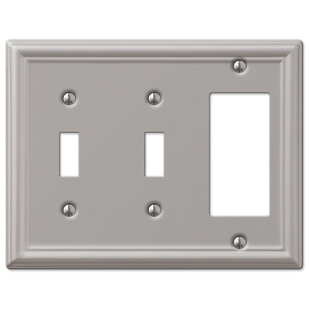 Placa de pared Chelsea de acero niquelado cepillado con 2 palancas y 1 balancín