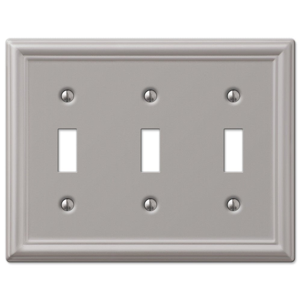 Chelsea Brushed Nickel Steel - 3 Toggle Wallplate