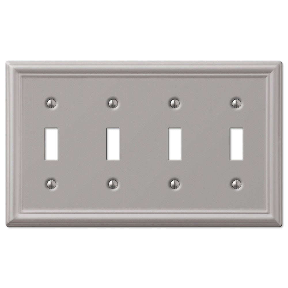 Chelsea Brushed Nickel Steel - 4 Toggle Wallplate