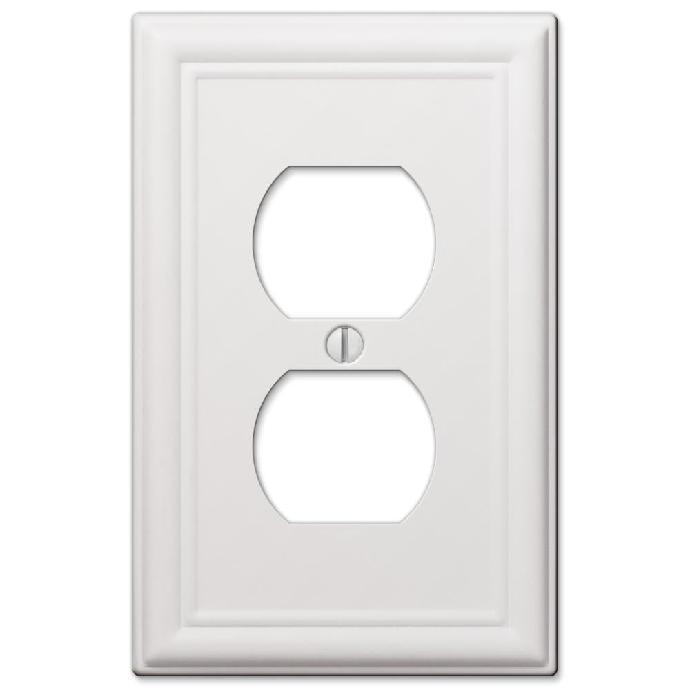Placa de pared de acero blanco Chelsea con 1 toma de corriente dúplex