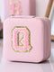 Chenille Letter Graphic Mini Jewelry Box with Mirror - Pink