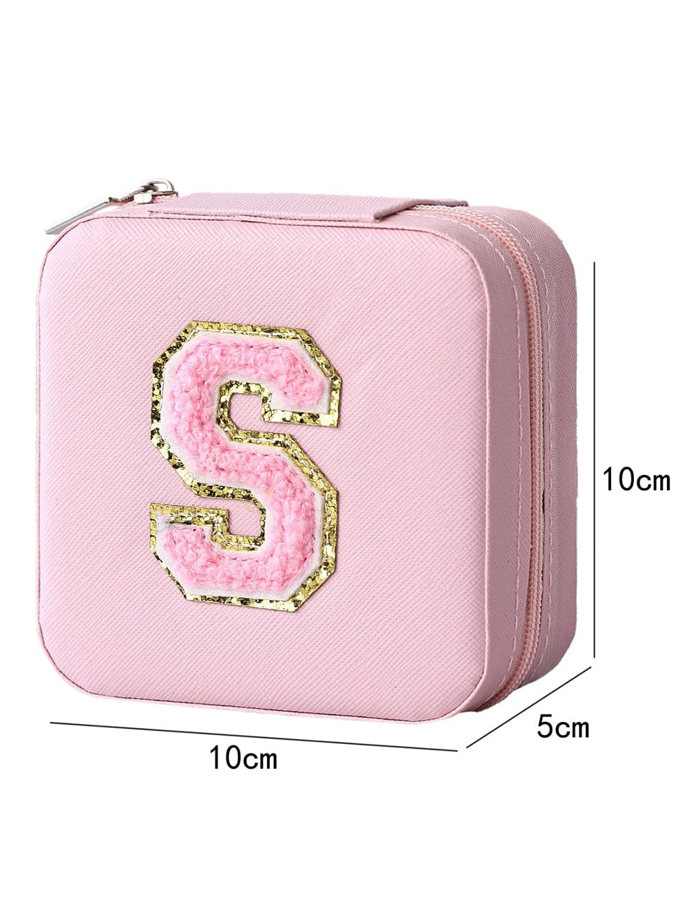 Chenille Pink Letter Jewelry Organizer with Mirror