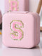 Chenille Pink Letter Jewelry Organizer with Mirror