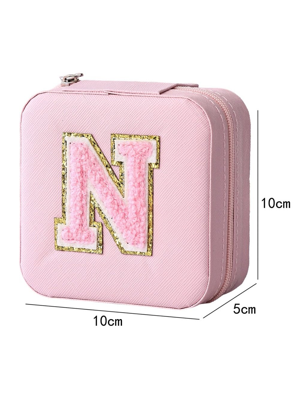 Chenille Pink Monogram Jewelry Storage Case