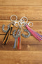 Western Rustic Horseshoe Alloy Keychain with Tassel Detail