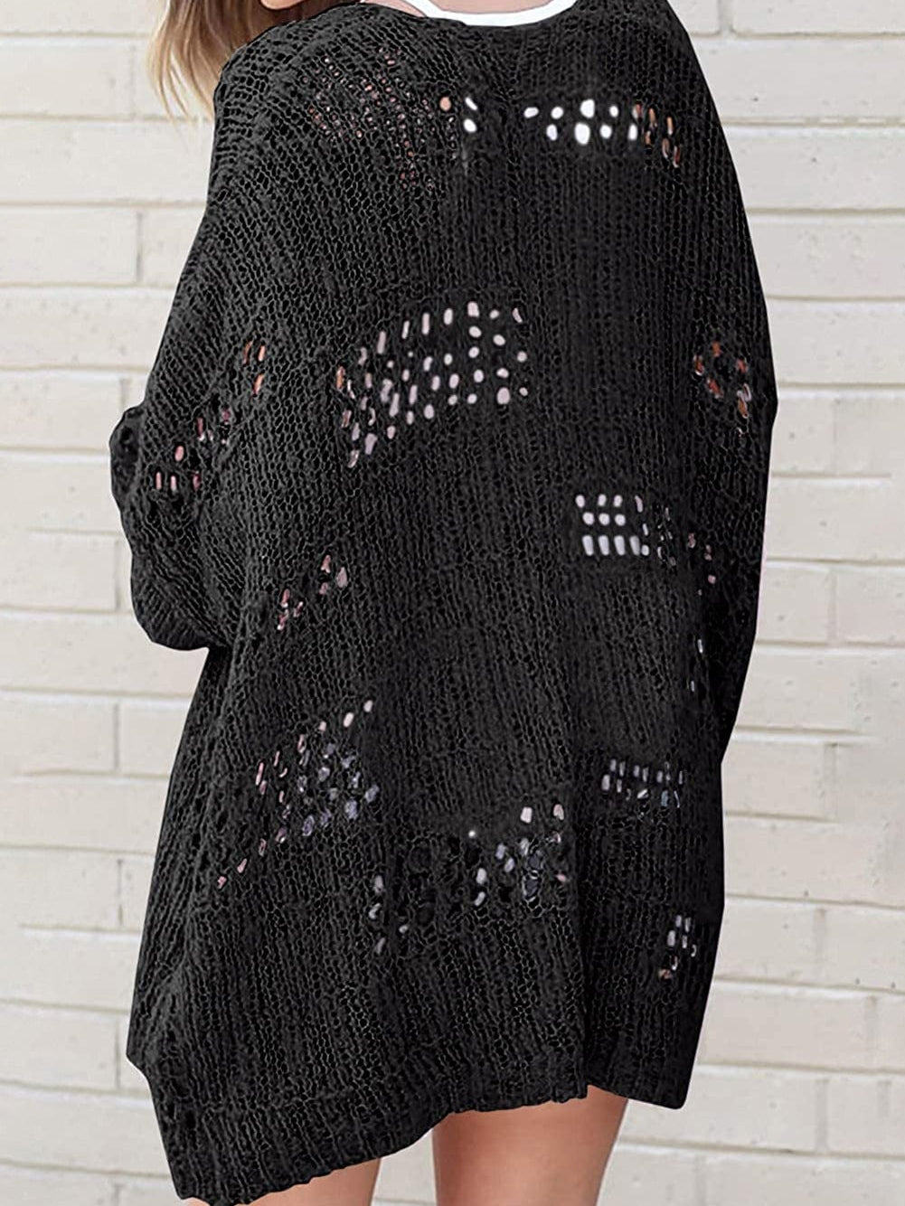 Plus Size Casual Open Front Cardigan
