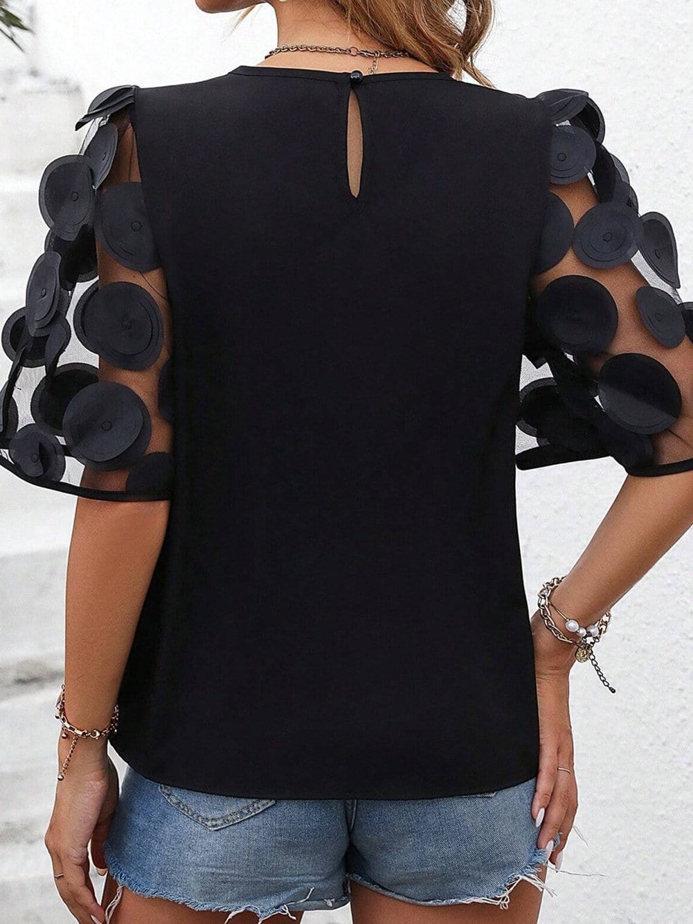Half Sleeve Mesh Top