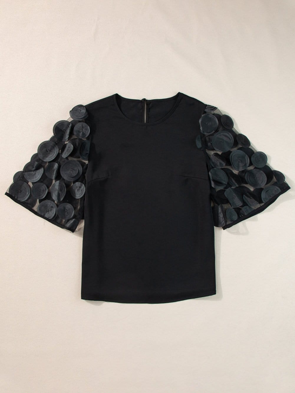 Black Mesh Sleeve Top