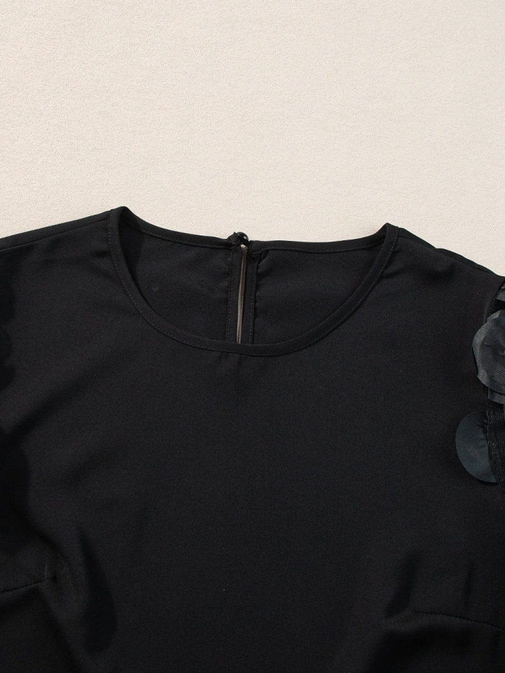 Black Mesh Sleeve Top