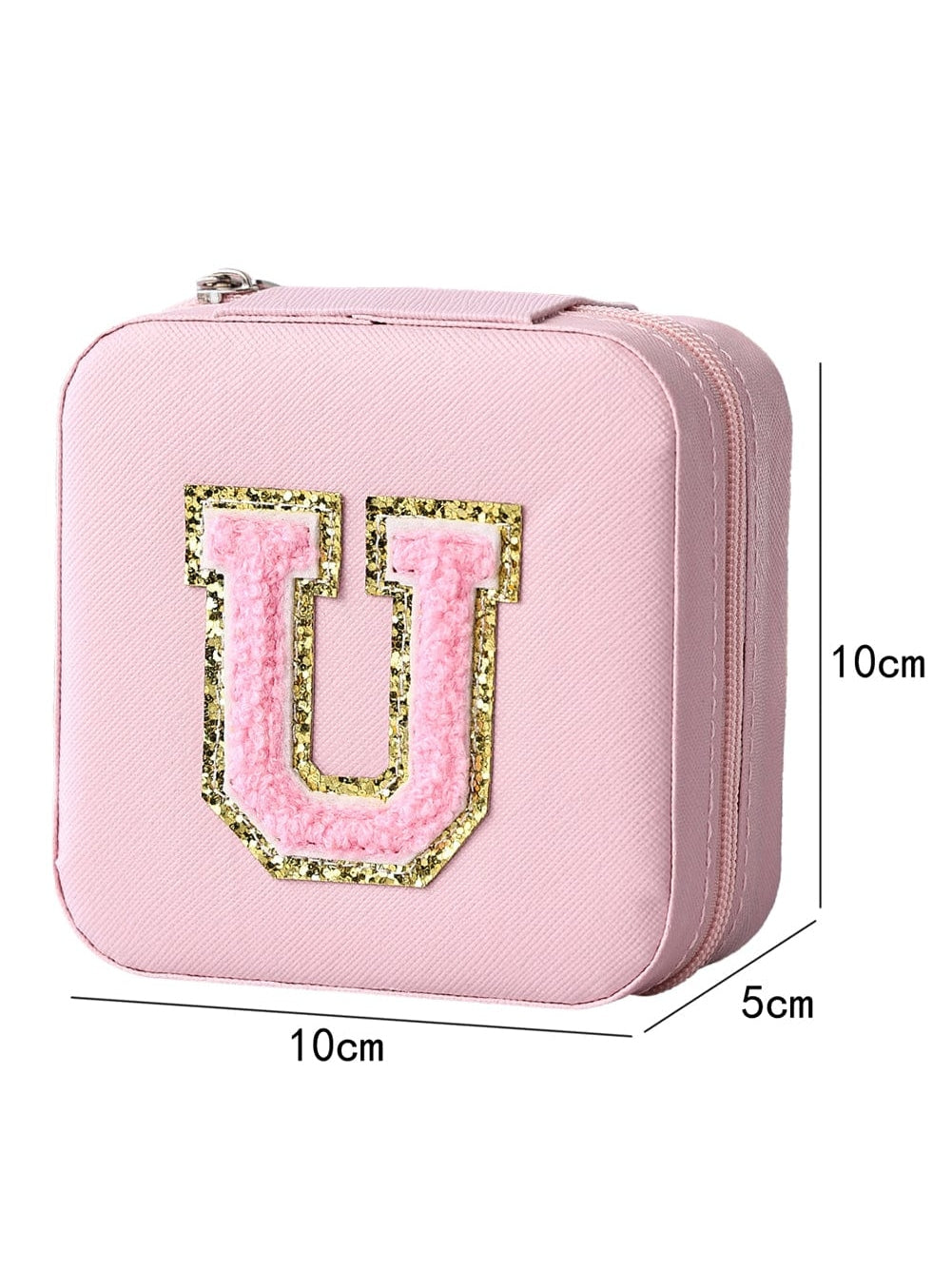 Chic Pink Glitter Chenille Mini Jewelry Organizer