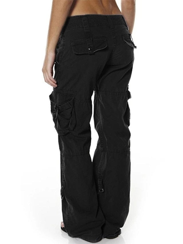 Women's Black Cargo Pants with Side Pockets
