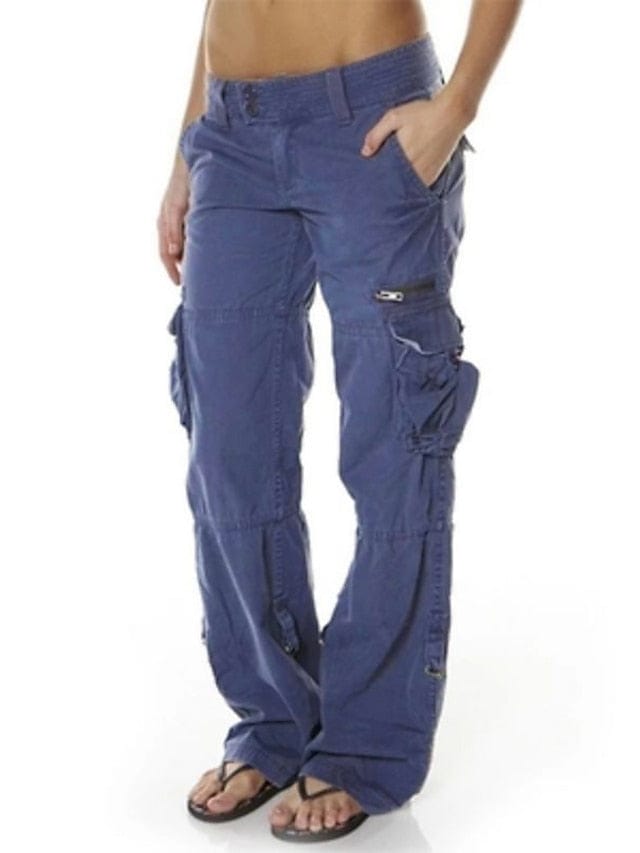 Women's Black Cargo Pants with Side Pockets
