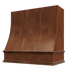 Chocolate Wood Range Hood With Sloped Strapped Front and Decorative Trim - 30", 36", 42", 48", 54" and 60" Widths Available