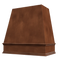 Campana extractora de madera color chocolate con frente cónico y borde decorativo: anchos disponibles de 30", 36", 42", 48", 54" y 60"